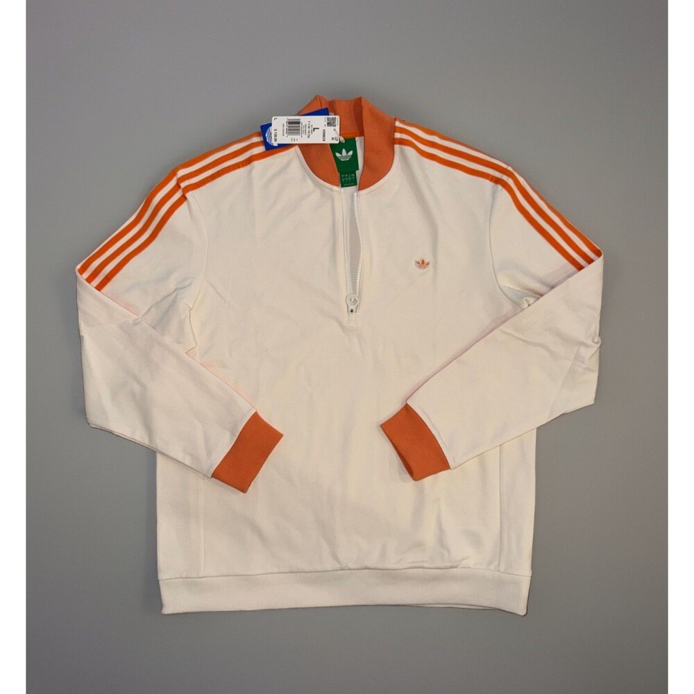 NWT Adidas Originals Golf 1/4 Zip Sweatshirt White/Orange KB8628 Men's Size L